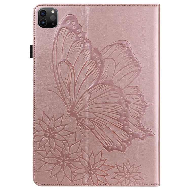 For iPad Pro 11 2022 / 2021 / 2020 / Air 2020 10.9 / 11 2024 Big Butterfly Embossed Smart Leather Tablet Case(Rose Gold) - iPad Pro 11 (2022/2021) Cases by buy2fix | Online Shopping UK | buy2fix