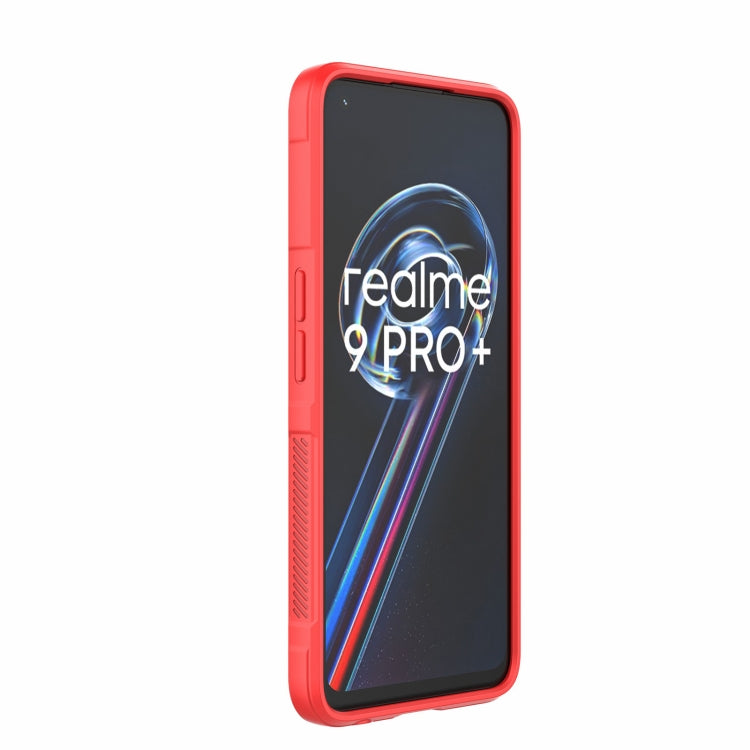 For OPPO Realme 9 Pro+ Magic Shield TPU + Flannel Phone Case(Red) - Realme Cases by buy2fix | Online Shopping UK | buy2fix