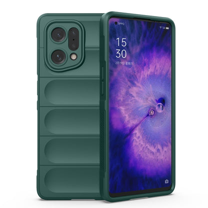 For OPPO Find X5 Magic Shield TPU + Flannel Phone Case(Dark Green) - OPPO Cases by buy2fix | Online Shopping UK | buy2fix