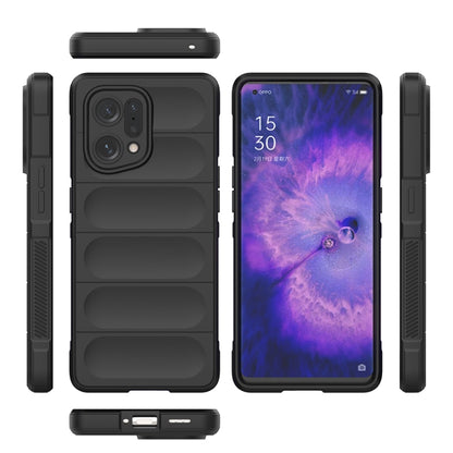 For OPPO Find X5 Magic Shield TPU + Flannel Phone Case(Dark Blue) - OPPO Cases by buy2fix | Online Shopping UK | buy2fix