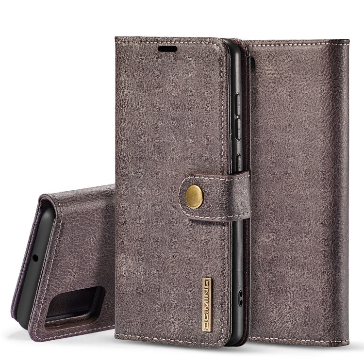 For Galaxy A51 DG.MING Crazy Horse Texture Flip Detachable Magnetic Leather Case with Holder & Card Slots & Wallet(Grey) - Galaxy Phone Cases by DG.MING | Online Shopping UK | buy2fix