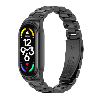 For Xiaomi Mi Band 7 / 7 NFC MIJOBS CS Three-Bead Metal Stainless Steel Watch Band(Black) - Watch Bands by MIJOBS | Online Shopping UK | buy2fix