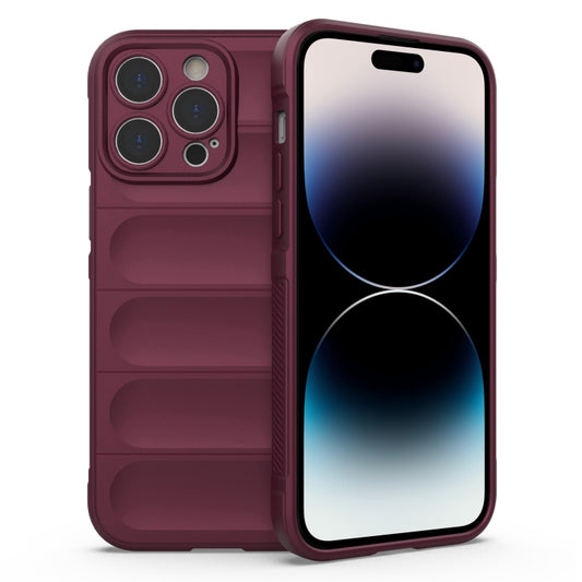 For iPhone 14 Pro Magic Shield TPU + Flannel Phone Case(Wine Red) - iPhone 14 Pro Cases by buy2fix | Online Shopping UK | buy2fix