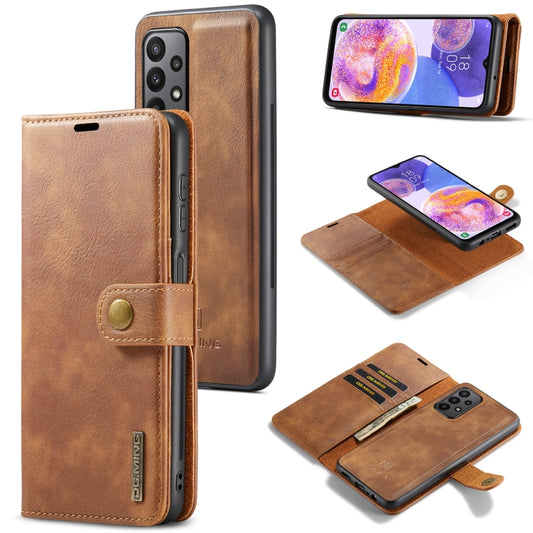 For Samsung Galaxy A23 5G DG.MING Crazy Horse Texture Detachable Magnetic Leather Phone Case(Brown) - Galaxy Phone Cases by DG.MING | Online Shopping UK | buy2fix