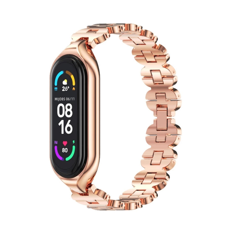 For Xiaomi Mi Band 5 / 6 MIJOBS Bone Chain Double Hole Metal Watch Band(Rose Gold) - Watch Bands by MIJOBS | Online Shopping UK | buy2fix