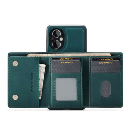 For OnePlus Nord N20 5G DG.MING M1 Series 3-Fold Multi Card Wallet + Magnetic Phone Case(Green) - OnePlus Cases by DG.MING | Online Shopping UK | buy2fix