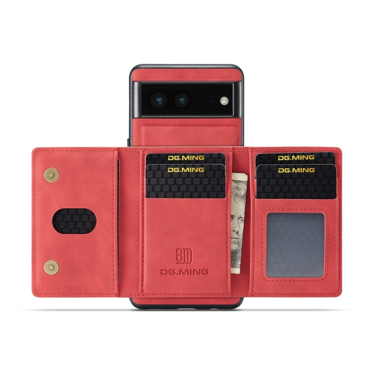 For Google Pixel 7 5G DG.MING M2 Series 3-Fold Multi Card Bag Phone Case(Red) - Google Cases by DG.MING | Online Shopping UK | buy2fix