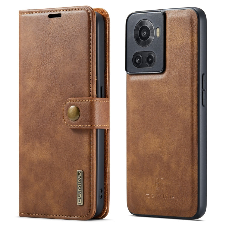 For OnePlus Ace & 10R DG.MING Crazy Horse Texture Detachable Magnetic Leather Phone Case(Brown) - OnePlus Cases by DG.MING | Online Shopping UK | buy2fix