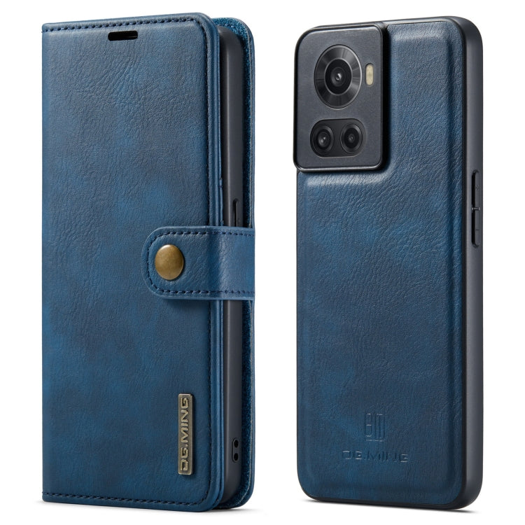 For OnePlus Ace & 10R DG.MING Crazy Horse Texture Detachable Magnetic Leather Phone Case(Blue) - OnePlus Cases by DG.MING | Online Shopping UK | buy2fix