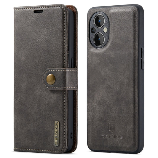 For OnePlus Nord N20 5G DG.MING Crazy Horse Texture Detachable Magnetic Leather Phone Case(Grey) - OnePlus Cases by DG.MING | Online Shopping UK | buy2fix