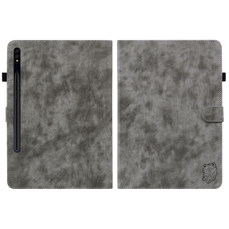 For Samsung Galaxy Tab S9+ Tiger Pattern Flip Leather Tablet Case(Grey) - Galaxy Tab S9+ Cases by buy2fix | Online Shopping UK | buy2fix