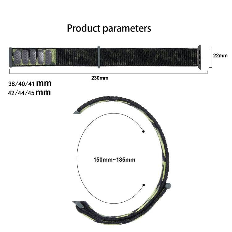 Nylon Loop Watch Band For  Apple Watch Ultra 49mm&Watch Ultra 2 49mm / Series 9&8&7 45mm / SE 3&SE 2&6&SE&5&4 44mm / 3&2&1 42mm(Dark Green Camouflage) - Watch Bands by buy2fix | Online Shopping UK | buy2fix