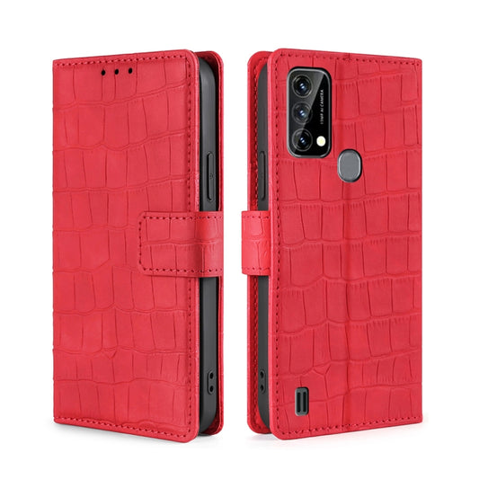 For Blackview A50 Skin Feel Crocodile Magnetic Clasp Leather Phone Case(Red) - More Brand by buy2fix | Online Shopping UK | buy2fix