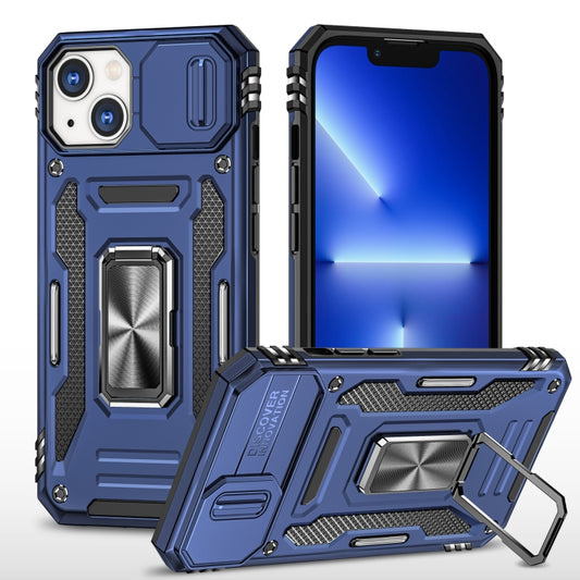 For iPhone 13 Armor PC + TPU Camera Shield Phone Case(Navy Blue) - iPhone 13 Cases by buy2fix | Online Shopping UK | buy2fix