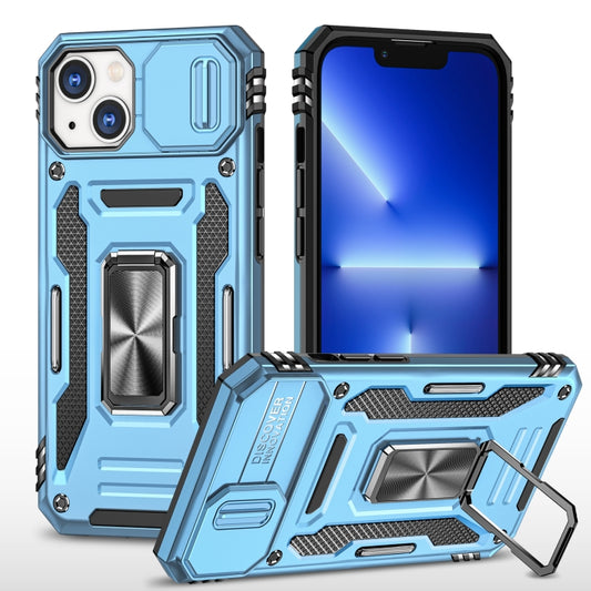 For iPhone 13 Armor PC + TPU Camera Shield Phone Case(Light Blue) - iPhone 13 Cases by buy2fix | Online Shopping UK | buy2fix