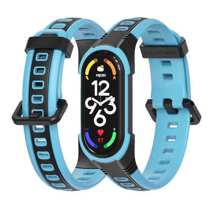 For Xiaomi Mi Band 5 / 6 / 7 MIJOBS Unibody Two-color Silicone Watch Band(Black Sky Blue) - Watch Bands by MIJOBS | Online Shopping UK | buy2fix