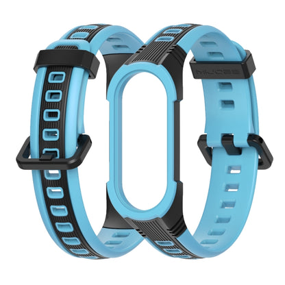 For Xiaomi Mi Band 5 / 6 / 7 MIJOBS Unibody Two-color Silicone Watch Band(Black Sky Blue) - Watch Bands by MIJOBS | Online Shopping UK | buy2fix