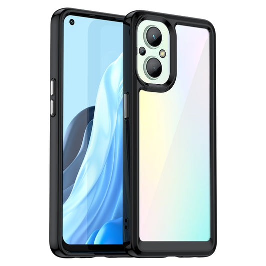 For OPPO Reno 7Z 5G Colorful Series Acrylic + TPU Phone Case(Black) - OPPO Cases by buy2fix | Online Shopping UK | buy2fix