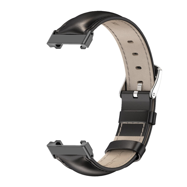 For Xiaomi Mi Band 7 Pro Mijobs Genuine Leather Top Layer Cowhide Watch Band(Black) - Watch Bands by MIJOBS | Online Shopping UK | buy2fix