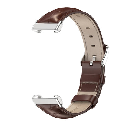 For Xiaomi Mi Band 7 Pro Mijobs Genuine Leather Top Layer Cowhide Watch Band(Bamboo Coffee Silver) - Watch Bands by MIJOBS | Online Shopping UK | buy2fix