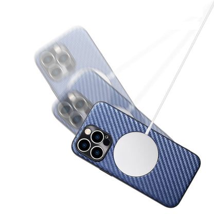 For iPhone 14 Pro MagSafe Magnetic Carbon Fiber Texture Phone Case(Blue) - iPhone 14 Pro Cases by buy2fix | Online Shopping UK | buy2fix