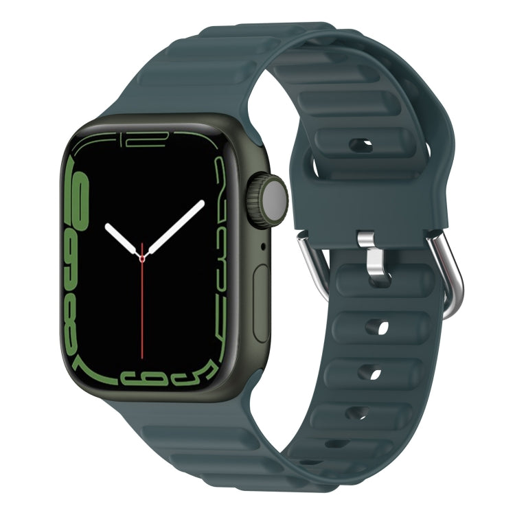 Ocean Ripple Watch Band For Apple Watch Series 8&7 41mm / SE 2&6&SE&5&4 40mm(Olive Green) - Watch Bands by buy2fix | Online Shopping UK | buy2fix