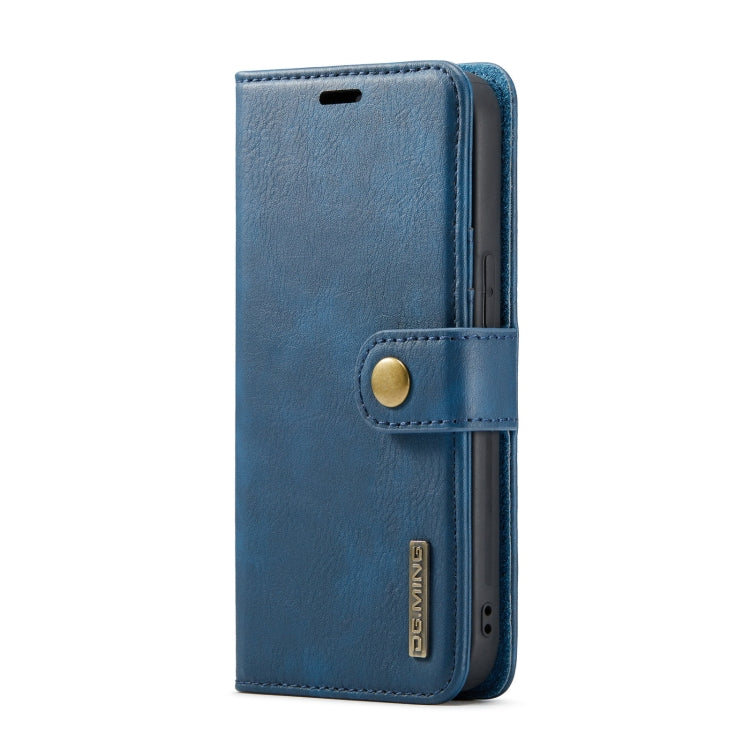 For iPhone 14 Plus DG.MING Crazy Horse Texture Detachable Magnetic Leather Case(Blue) - iPhone 14 Plus Cases by DG.MING | Online Shopping UK | buy2fix