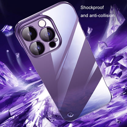 For iPhone 12 Electroplating Frameless Clear PC Phone Case(Purple) - iPhone 12 / 12 Pro Cases by buy2fix | Online Shopping UK | buy2fix