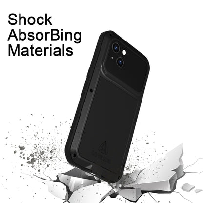 For iPhone 14 LOVE MEI Metal Shockproof Life Waterproof Dustproof Phone Case(Black) - iPhone 14 Cases by LOVE MEI | Online Shopping UK | buy2fix