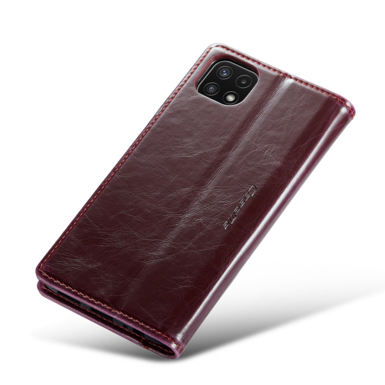 For Samsung Galaxy A22 5G / F42 5G CaseMe 003 Crazy Horse Texture Leather Phone Case(Wine Red) - Galaxy Phone Cases by CaseMe | Online Shopping UK | buy2fix