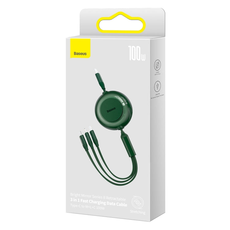 Baseus Bright Mirror 3 in 1 USB-C / Type-C 100W Telescopic Data Cable, Length: 1.2m(Dark Green) - Multifunction Cable by Baseus | Online Shopping UK | buy2fix