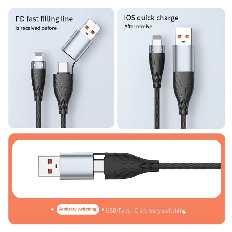 ADC-008 2 in 1 PD 30W USB/Type-C to 8 Pin Fast Charge Data Cable, Length: 1m - 2 in 1 Cable by buy2fix | Online Shopping UK | buy2fix