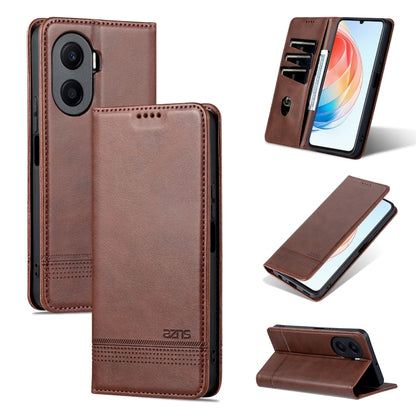 For Honor Play 40 Plus AZNS Magnetic Calf Texture Flip Leather Phone Case(Dark Brown) - Honor Cases by AZNS | Online Shopping UK | buy2fix