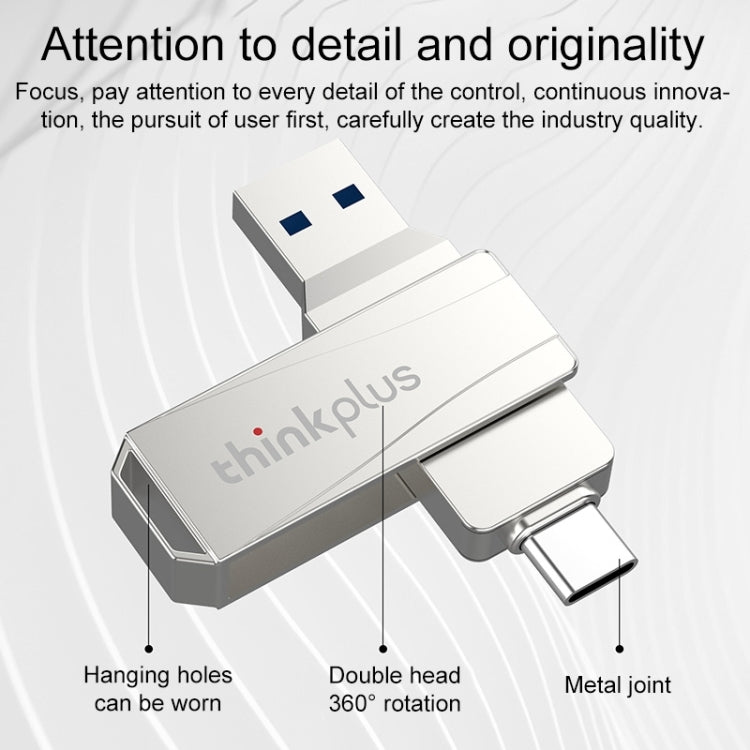 Lenovo Thinkplus MU252 USB 3.1 + USB-C / Type-C Flash Drive, Memory:256GB (Silver) - USB Flash Drives by Lenovo | Online Shopping UK | buy2fix