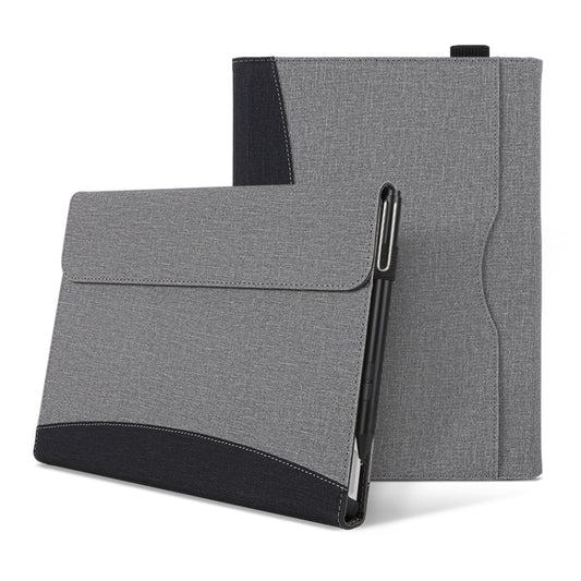 For Microsoft Surface Pro 8 Cloth Texture Stitching Leather Tablet Case(Black Grey) - Others by buy2fix | Online Shopping UK | buy2fix