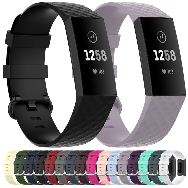 18mm Silver Color Buckle TPU Wrist Strap Watch Band for Fitbit Charge 4 / Charge 3 / Charge 3 SE, Size: S(Dark Purple) - Watch Bands by buy2fix | Online Shopping UK | buy2fix