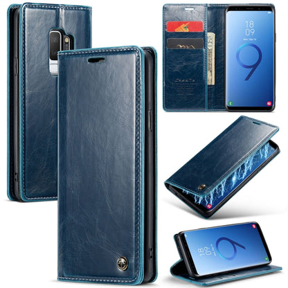 For Samsung Galaxy S9+ CaseMe 003 Crazy Horse Texture Leather Phone Case(Blue) - Galaxy Phone Cases by CaseMe | Online Shopping UK | buy2fix