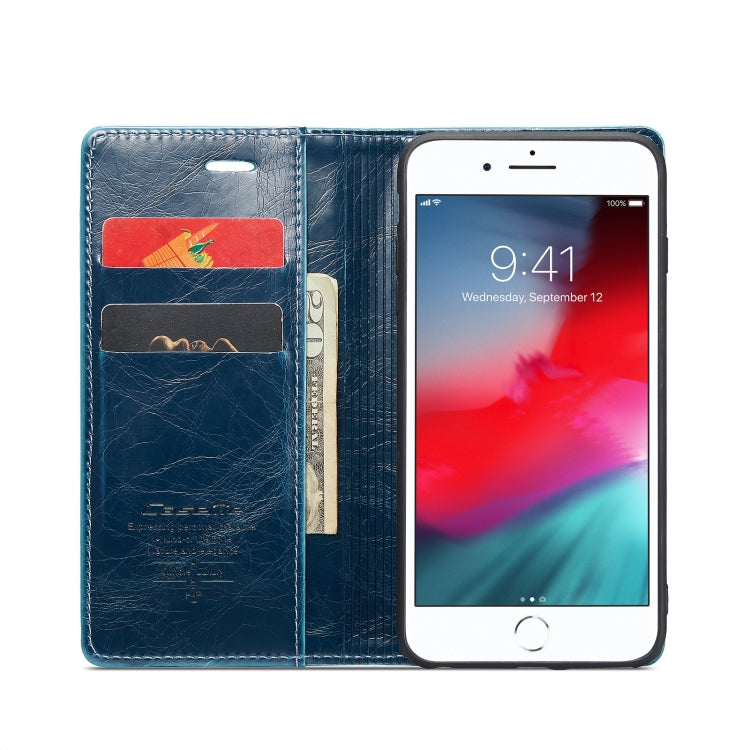 For iPhone 6 Plus/7 Plus/8 Plus CaseMe 003 Crazy Horse Texture Leather Phone Case(Blue) - More iPhone Cases by CaseMe | Online Shopping UK | buy2fix