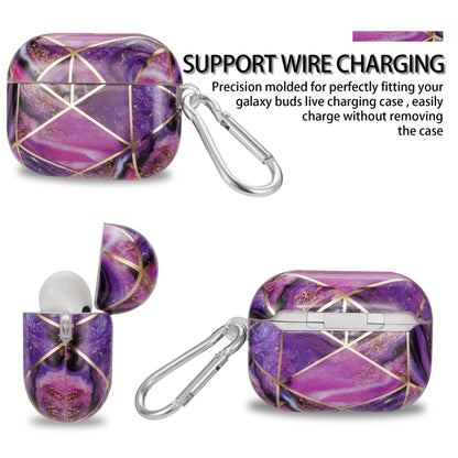 For AirPods Pro 2 Electroplate Marble Pattern Wireless Earphone Protective Case with Hook(Purple) - For AirPods Pro 2 by buy2fix | Online Shopping UK | buy2fix