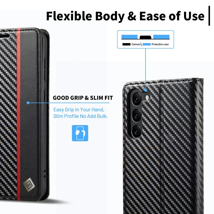 For Samsung Galaxy S23+ 5G LC.IMEEKE Carbon Fiber PU + TPU Horizontal Flip Leather Phone Case(Vertical Black) - Galaxy S23+ 5G Cases by LC.IMEEKE | Online Shopping UK | buy2fix