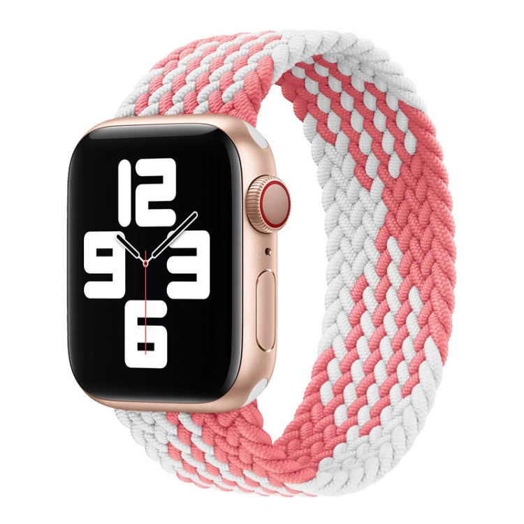 Nylon Single-turn Braided Watch Band For Apple Watch Ultra 49mm&Watch Ultra 2 49mm / Series 9&8&7 45mm / SE 3&SE 2&6&SE&5&4 44mm / 3&2&1 42mm, Length:145mm(Z Pink White) - Watch Bands by buy2fix | Online Shopping UK | buy2fix