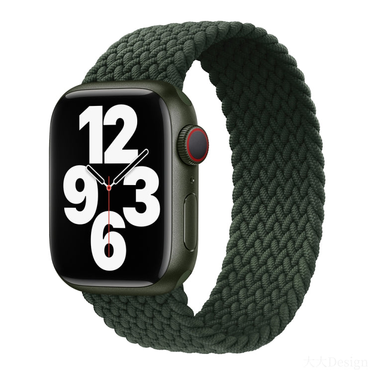 Nylon Single-turn Braided Watch Band For Apple Watch Ultra 49mm / Series 8&7 45mm / SE 2&6&SE&5&4 44mm / 3&2&1 42mm, Length:155mm(Fir Green) - Watch Bands by buy2fix | Online Shopping UK | buy2fix