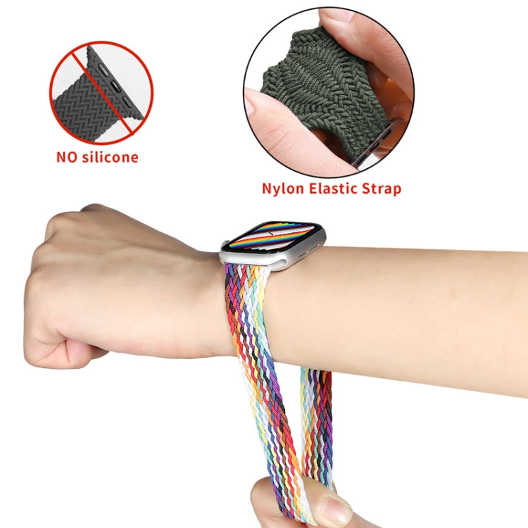 Nylon Single-turn Braided Watch Band For Apple Watch Ultra 49mm / Series 8&7 45mm / SE 2&6&SE&5&4 44mm / 3&2&1 42mm, Length:155mm(W Black White) - Watch Bands by buy2fix | Online Shopping UK | buy2fix