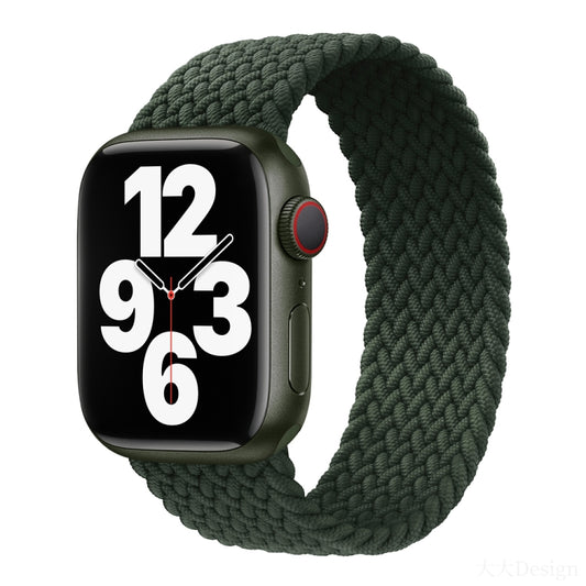 Nylon Single-turn Braided Watch Band For Apple Watch Ultra 49mm / Series 8&7 45mm / SE 2&6&SE&5&4 44mm / 3&2&1 42mm, Length:165mm(Fir Green) - Watch Bands by buy2fix | Online Shopping UK | buy2fix