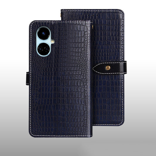 For Tecno Camon 19 idewei Crocodile Texture Leather Phone Case(Dark Blue) - Tecno Cases by idewei | Online Shopping UK | buy2fix