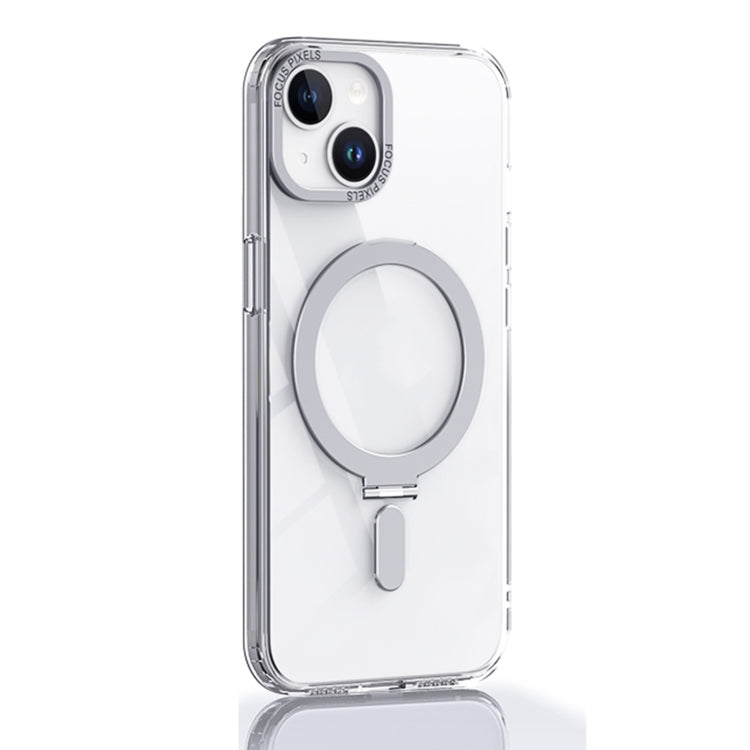 For iPhone 14 Skin Feel MagSafe Shockproof Protective Phone Case with Holder(White) - iPhone 14 Cases by buy2fix | Online Shopping UK | buy2fix