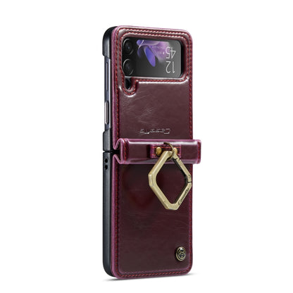 For Samsung Galaxy Z Flip3 5G CaseMe 003 Crazy Horse Texture Leather Phone Case with Lanyard(Wine Red) - Galaxy Phone Cases by CaseMe | Online Shopping UK | buy2fix