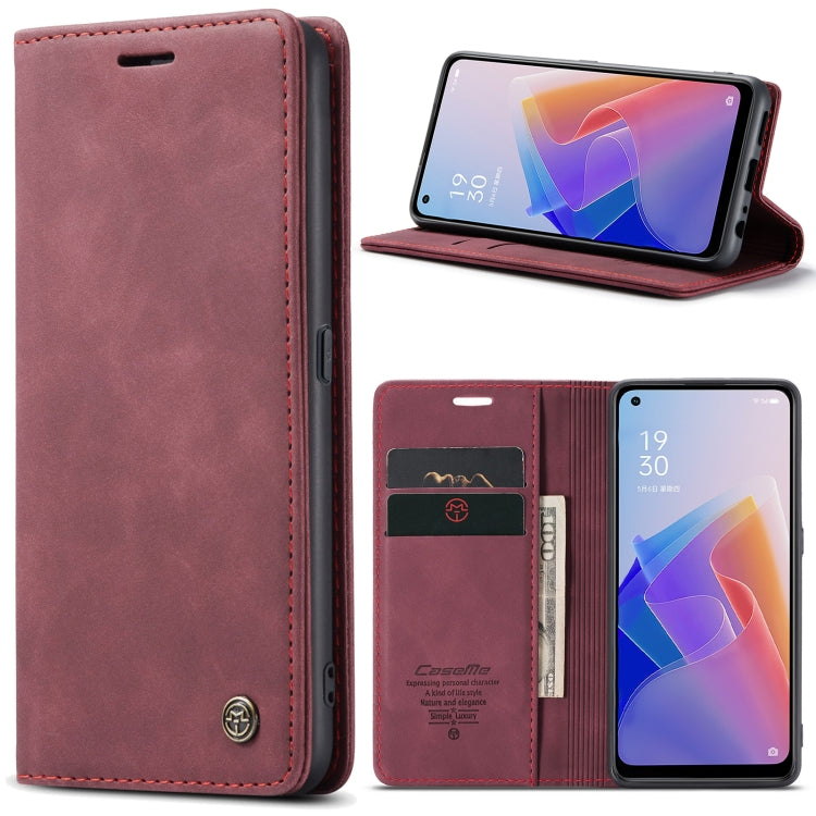 CaseMe 013 Multifunctional Horizontal Flip Leather Phone Case For OPPO Reno7 Z Global/Reno7 Lite Global/Reno8 Lite Global/F21 Pro 5G Global/Reno8 Z Global(Wine Red) - OPPO Cases by CaseMe | Online Shopping UK | buy2fix