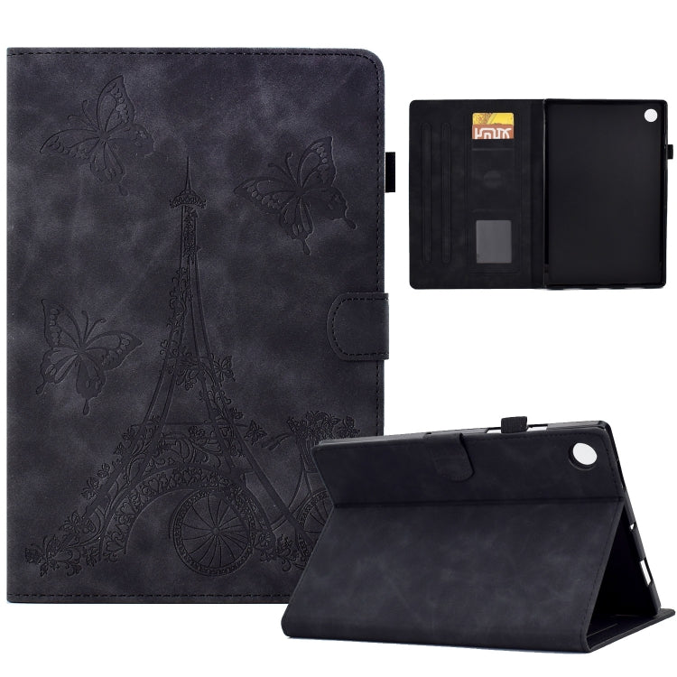 For Samsung Galaxy Tab A8 10.5 2021 X205 Tower Embossed Leather Smart Tablet Case(Black) - Other Galaxy Tab PC by buy2fix | Online Shopping UK | buy2fix