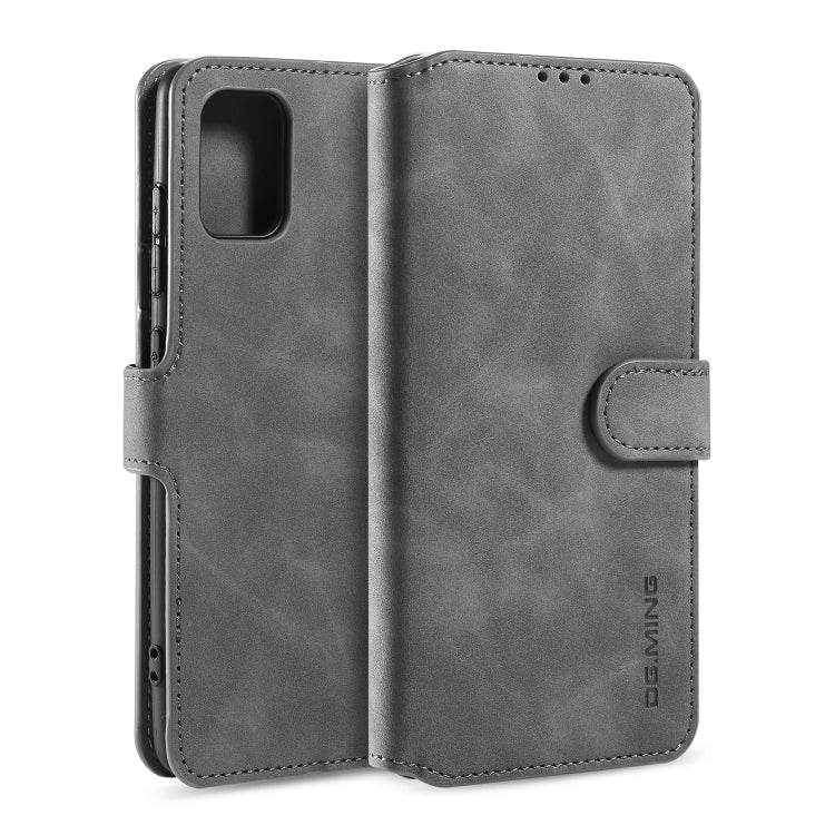 For Galaxy A71 5G DG.MING Retro Oil Side Horizontal Flip Case with Holder & Card Slots & Wallet(Grey) - Galaxy Phone Cases by DG.MING | Online Shopping UK | buy2fix